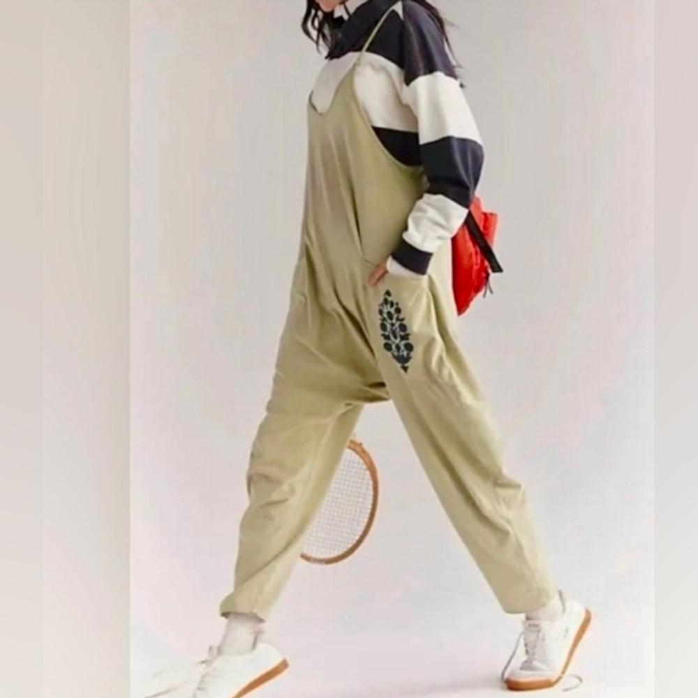 New Free People Hot Shot Logo Onesie Moss Combo L - Picture 2 of 6